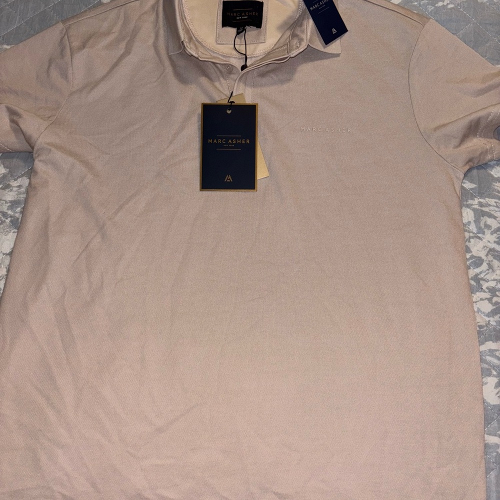 Tan Polo Shirt with Collar and Short Sleeves